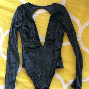 Black velvet bodysuit